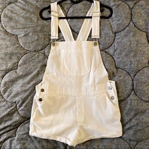 White corduroy overalls